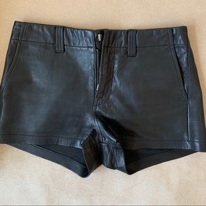 J Brand black leather shorts 25